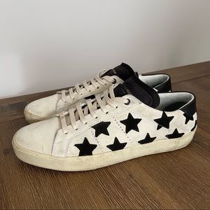 Saint Laurent court classic black stars sneakers in leather